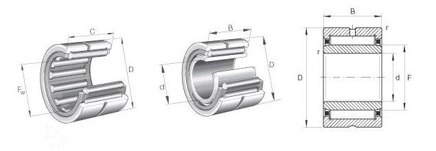 Light Duty NK24/16 INA Roller Bearing Radial Load with Steel Cage 0