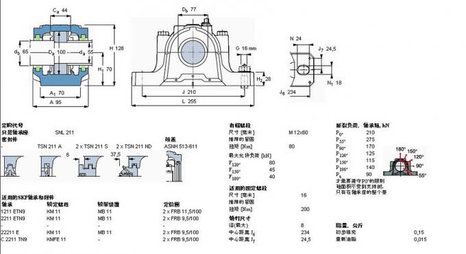 Heavy Duty Pillow Block Ball Bearing Assembly SNL 211 55mm × 65mm × 1211mm 0
