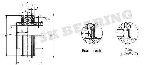 SER205 , SER205-16 Insert Ball Bearing Outer Ring With Snap Ring For Farming 2