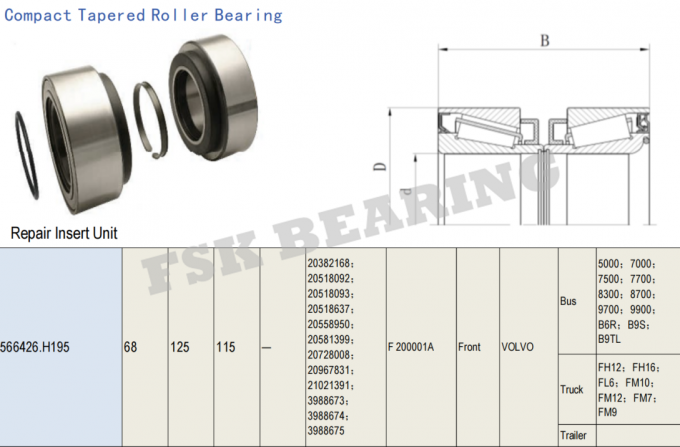  MAN SAF Wheel Hub Bearings 566426.H195/581079/20967831 Wheel Bearing Kit 0
