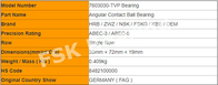 7603030 - TVP Angular Contact Thrust Ball Bearings Screw Support Nylon Cage
