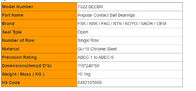 Brass Cage China  Bearings 7322 BECBM Angular Contact Ball Bearings