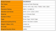 OEM Service 25UZ852935 Eccentric Bearings 25mm X 68.5mm X 42mm