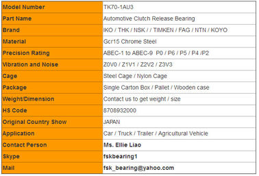 High Performance TK70 - 1AU3 Auto Clutch Release Bearing KOYO / NSK