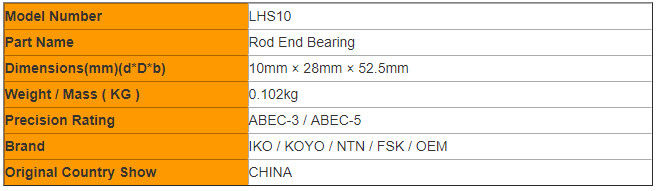 Right Hand Threaded LHS10 Rod Ends Linear Motion Bearings With Plain ...
