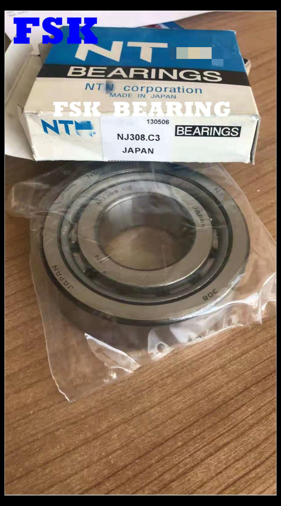 Iron Cage NJ308 C3 , NJ308 ECJ C3 Cylindrical Roller Bearing Automotive ...
