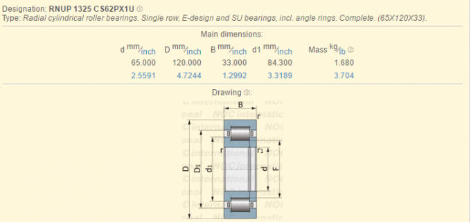 Single Row RNUP 1325 CS62PX1U Cylindrical Roller Bearing 65mm × 120mm × 33mm 2