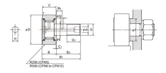 Track Roller Bearings CFN5R-A CFN6R-N CFN8R-N Cam Follower Bearings 1