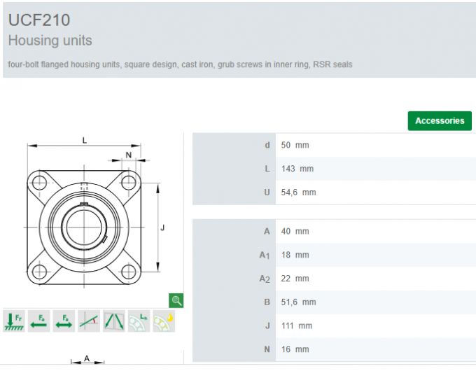 Square UCF210 Pillow Block Bearing With Cover & Screw , Wearresistant