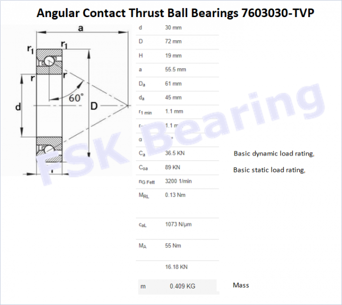 7603030 - TVP Angular Contact Thrust Ball Bearings Screw Support Nylon Cage 2