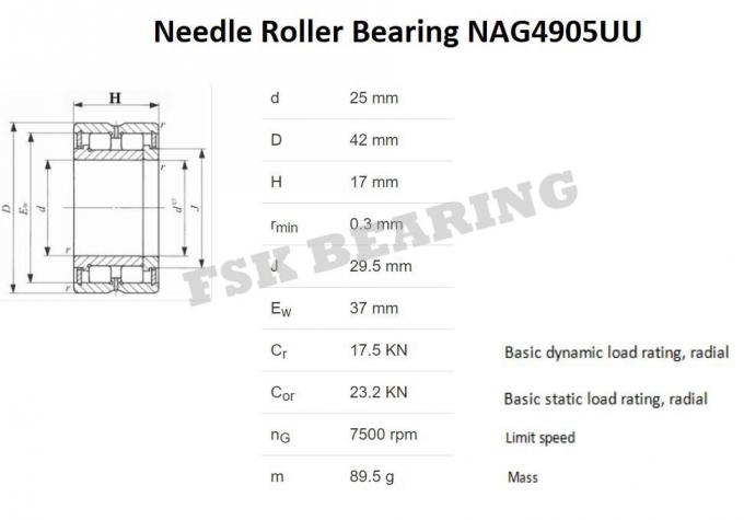 Sealed Type NAG4905UU Needle Roller Bearing For Automotive And Agricultural Machinery With Oil Hole And Groove 0