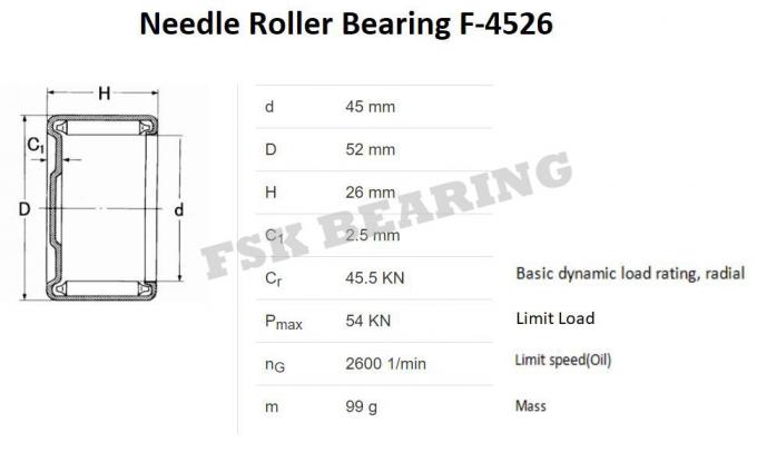 Drawn Cup F4526 Full Complement Needle Roller Bearings 45 X 52 X 26 Mm 0