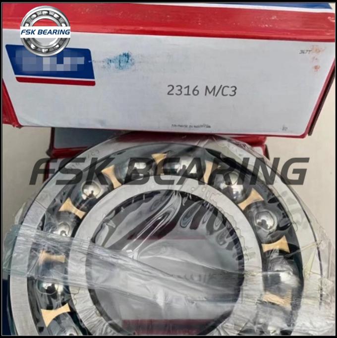 High Speed 2316 M/C3 Self-Aligning Ball Bearing 80*170*58mm Light Load And Low Friction 0